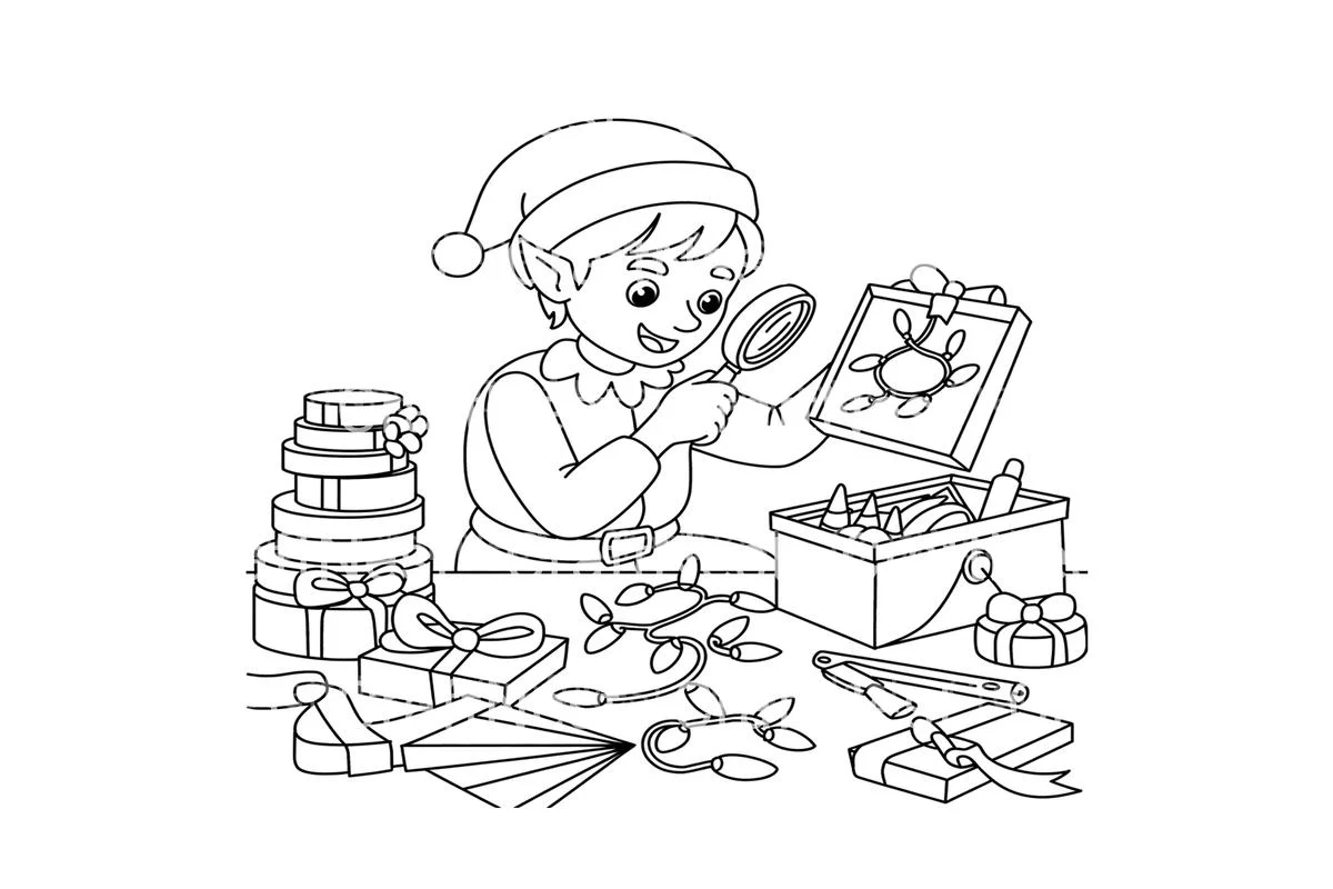 Christmas Elf Decorating with Lights Coloring Books - Image 3