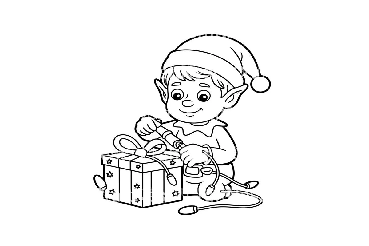 Christmas Elf Decorating with Lights Coloring Books - Image 4
