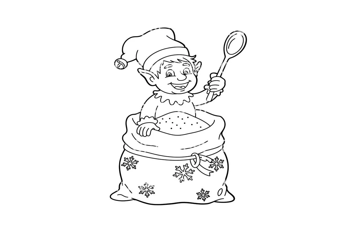 Christmas Elf in Sack Coloring Books - Image 3