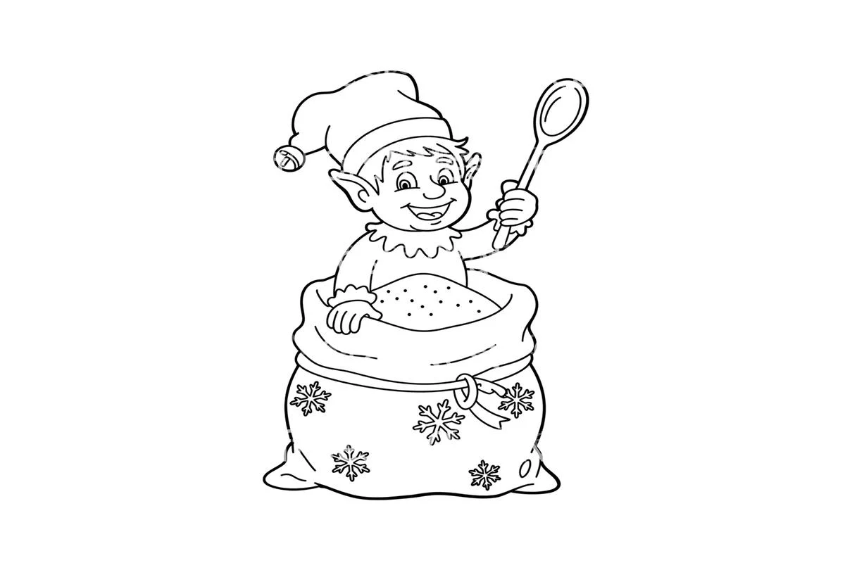 Christmas Elf in Sack Coloring Books - Image 4