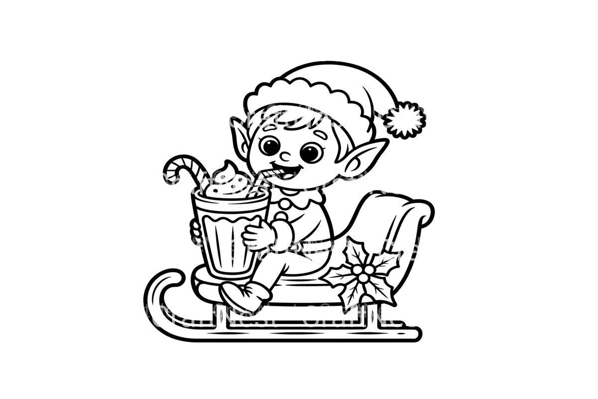 Christmas Elf Sledding with Hot Cocoa Coloring Books - Image 2