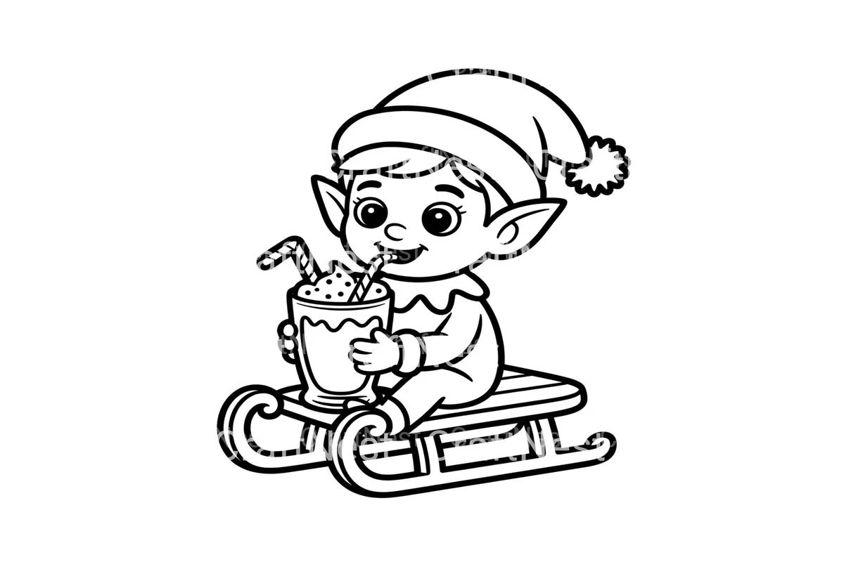 Christmas Elf Sledding with Hot Cocoa Coloring Books - Image 3