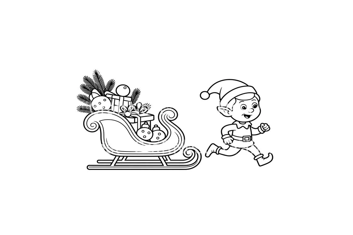 Christmas Elf Sleigh Fun Coloring Books - Image 4