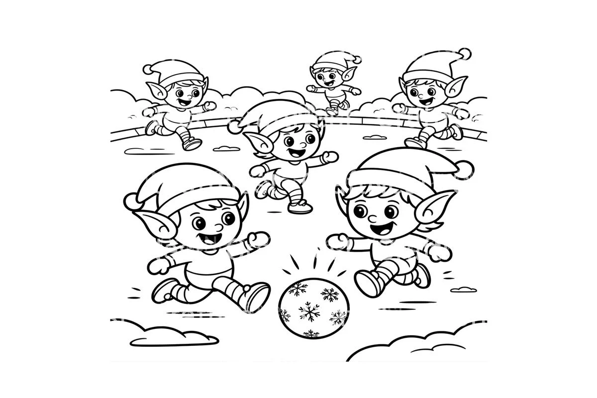 Christmas Elf Soccer Fun Coloring Books - Image 3
