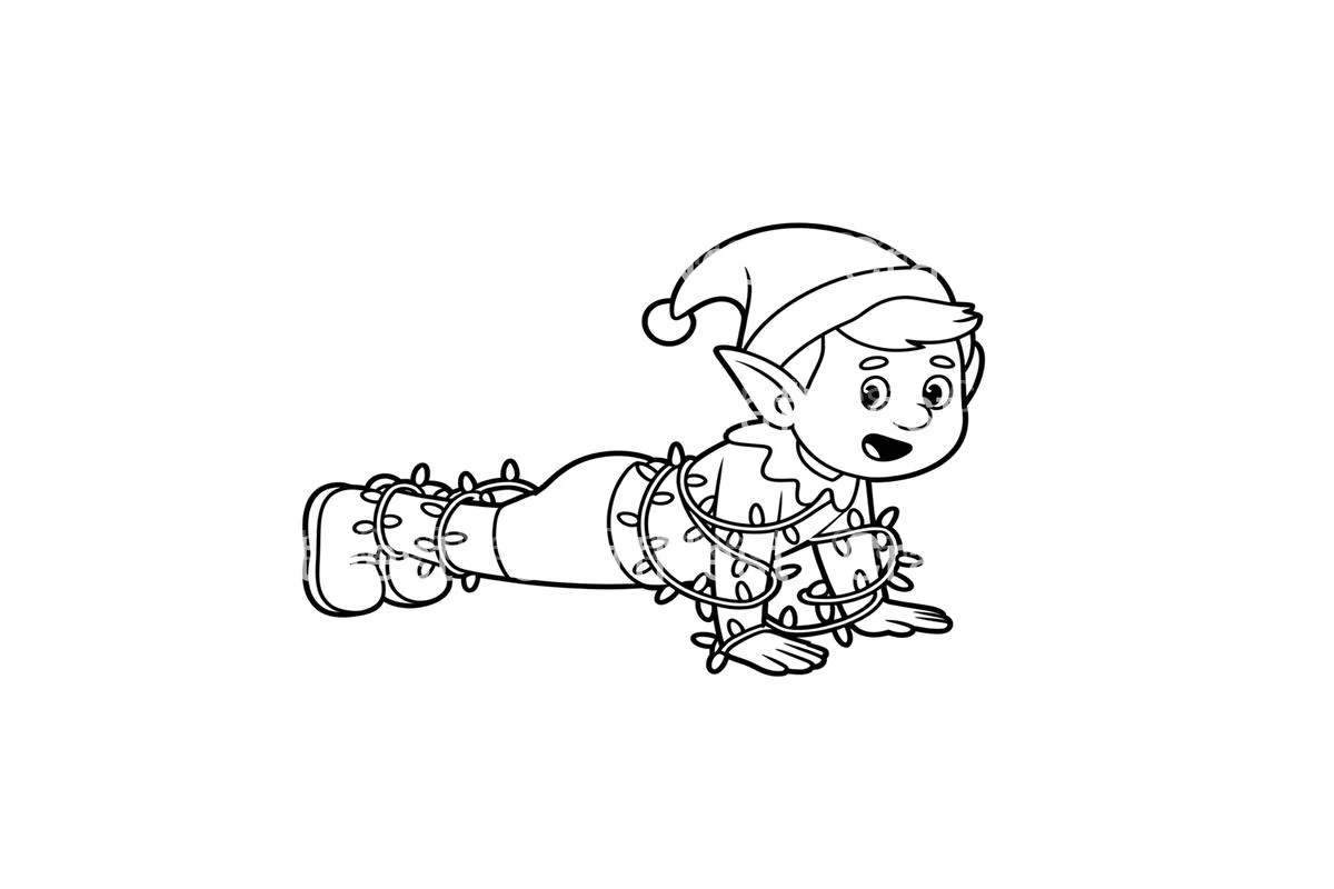 Christmas Elf Tangled in Lights Coloring Books - Image 2