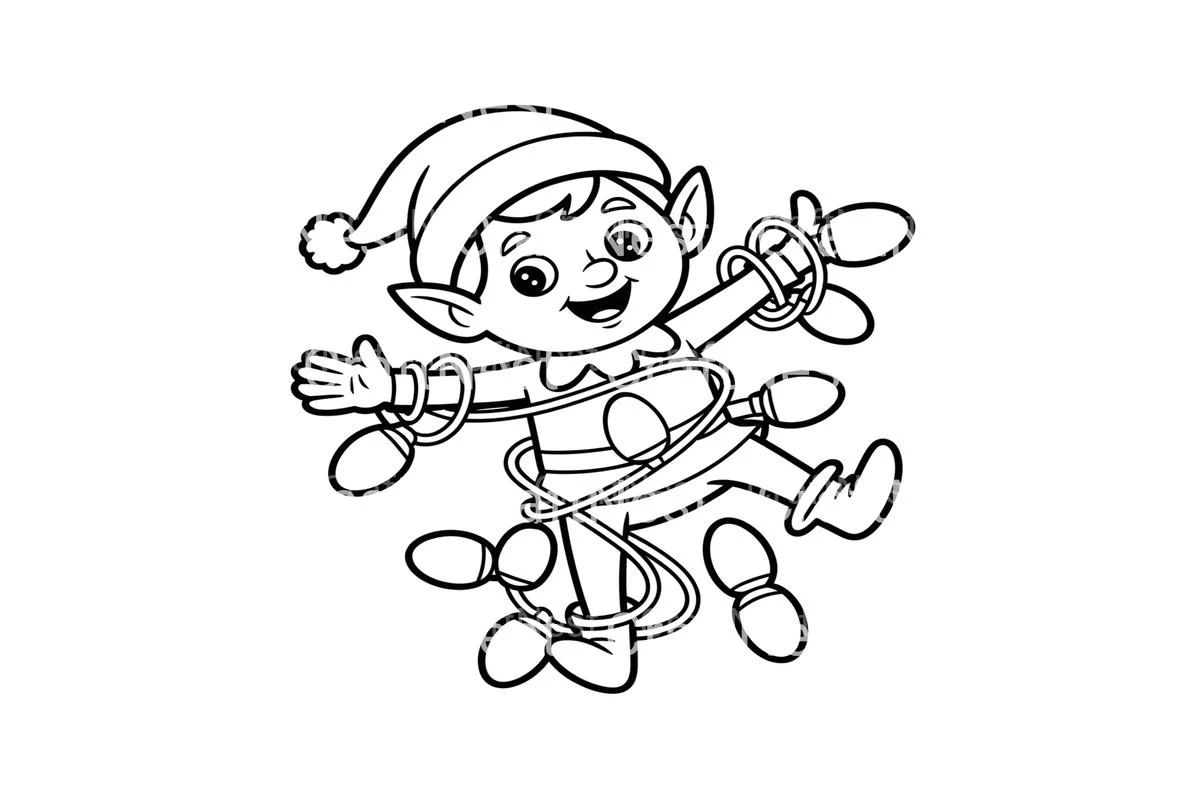 Christmas Elf Tangled in Lights Coloring Books - Image 3