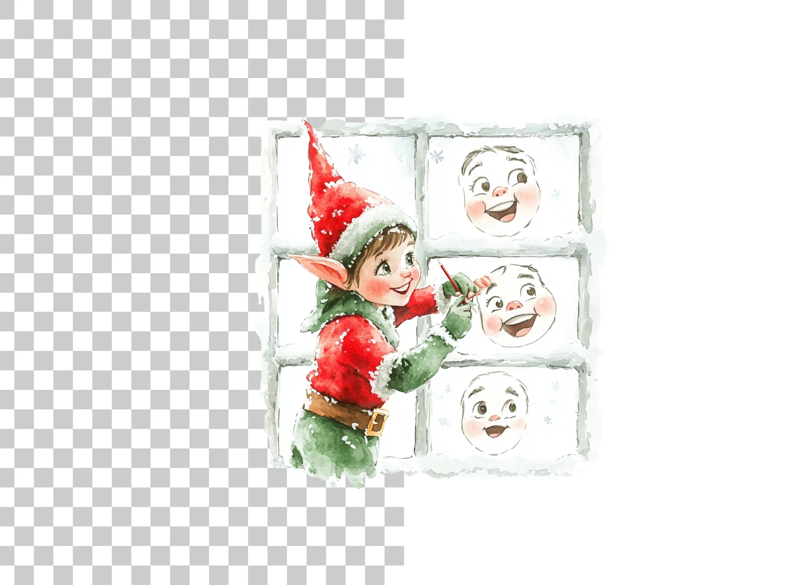 Christmas Elf Window Faces Clipart Bundle - Image 2