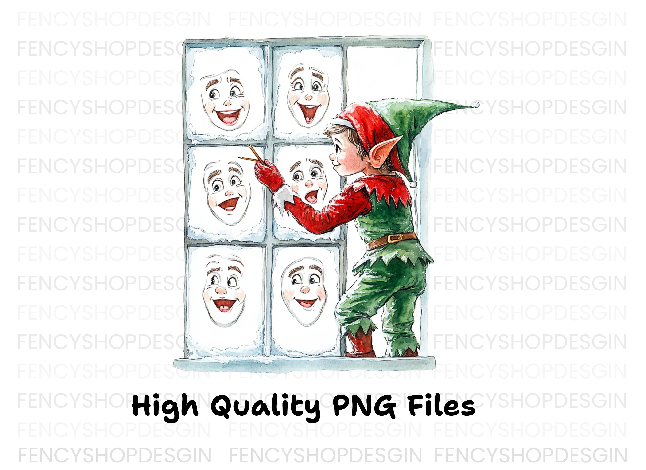 Christmas Elf Window Faces Clipart Bundle - Image 3