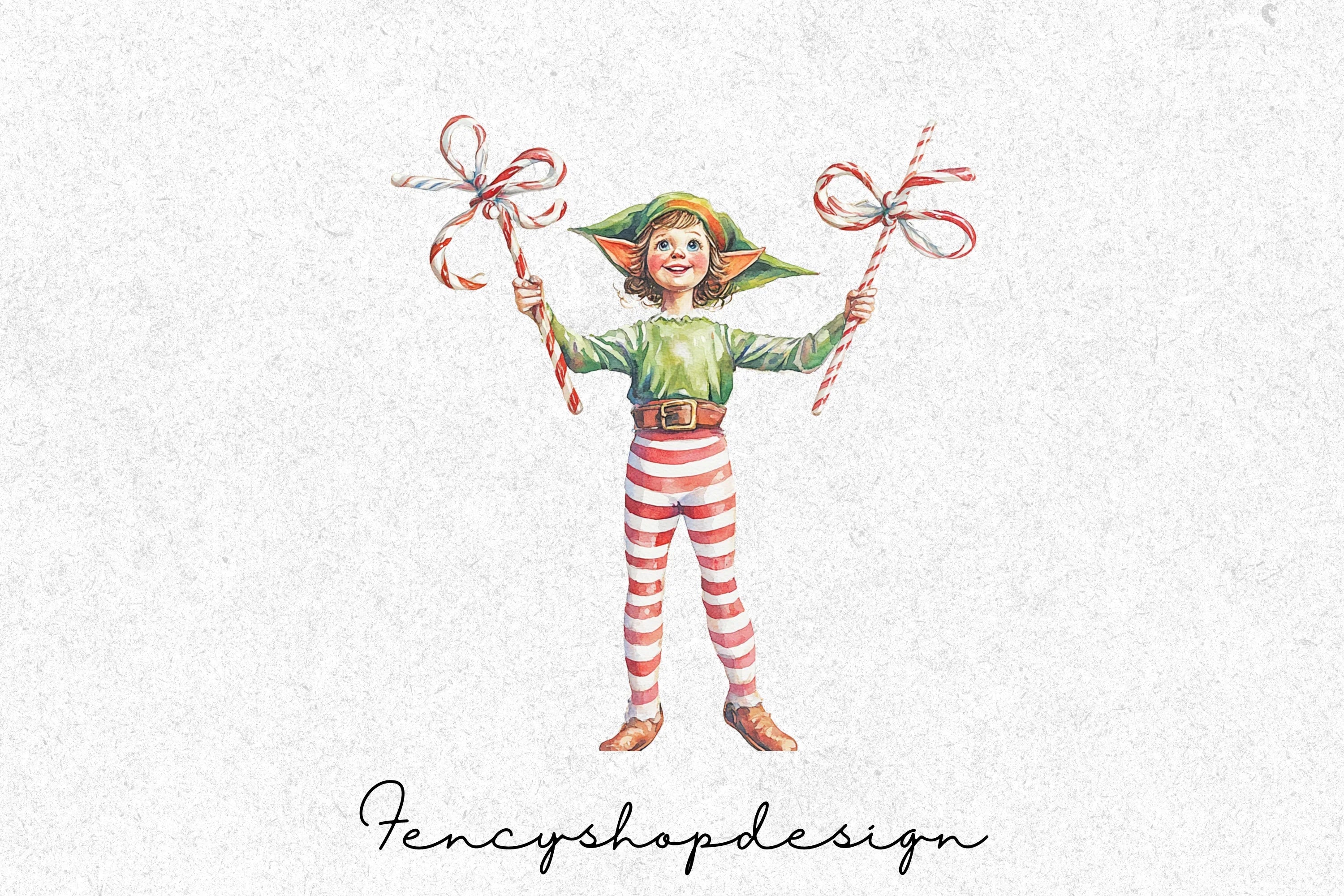 Christmas Elf with Candy Canes Clipart Bundle - Image 3