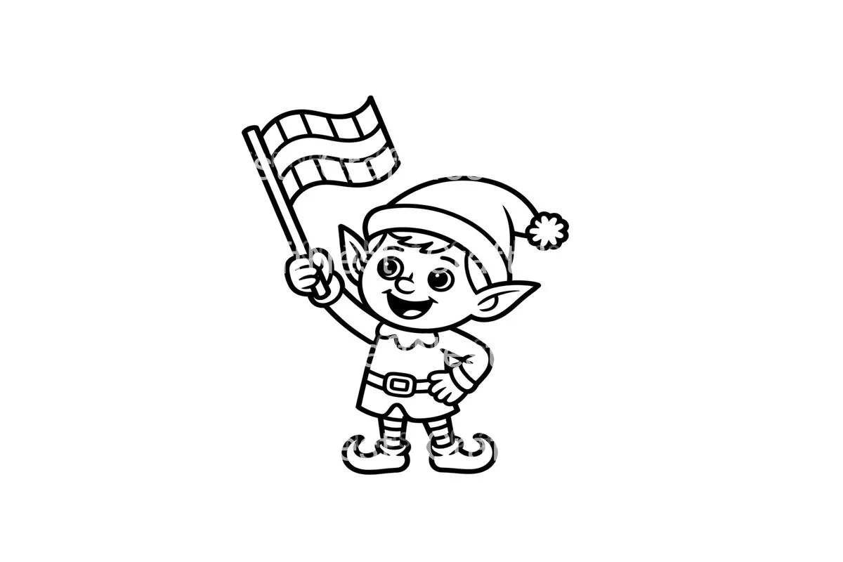 Christmas Elf with Flag Coloring Books - Image 2