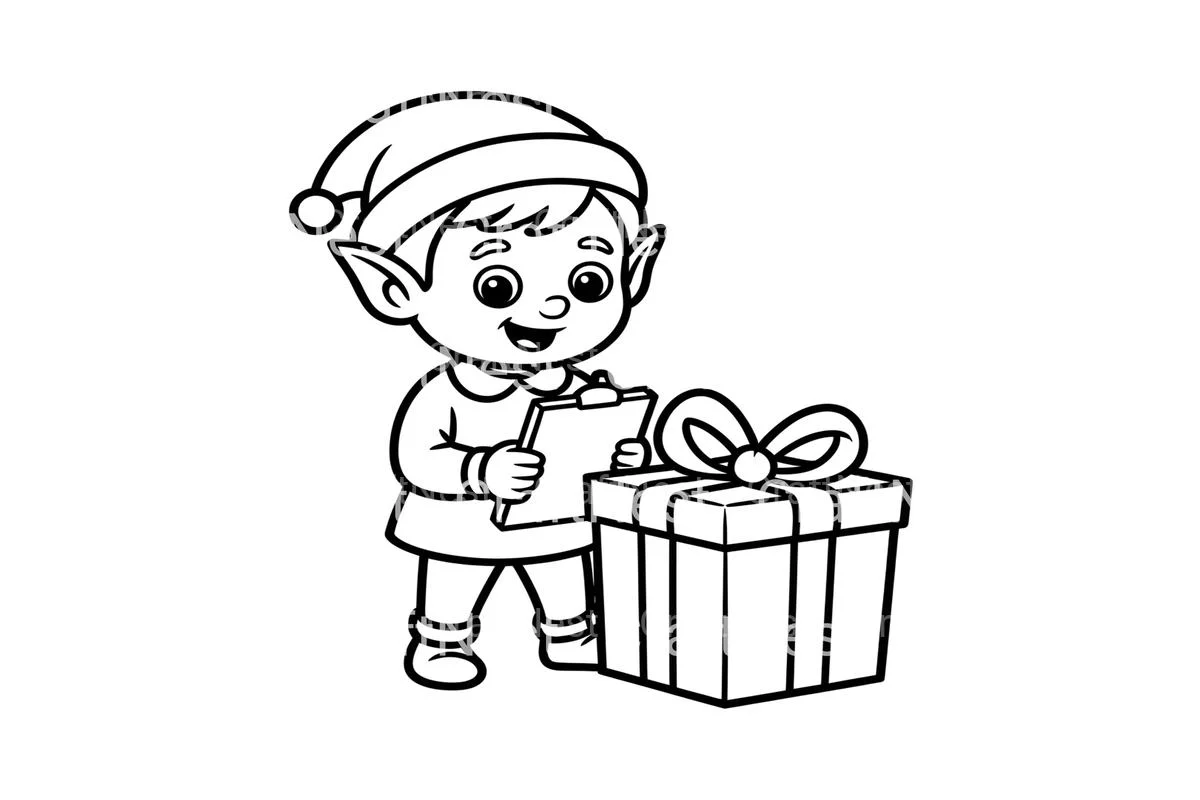 Christmas Elf With Gift Coloring Books - Image 3