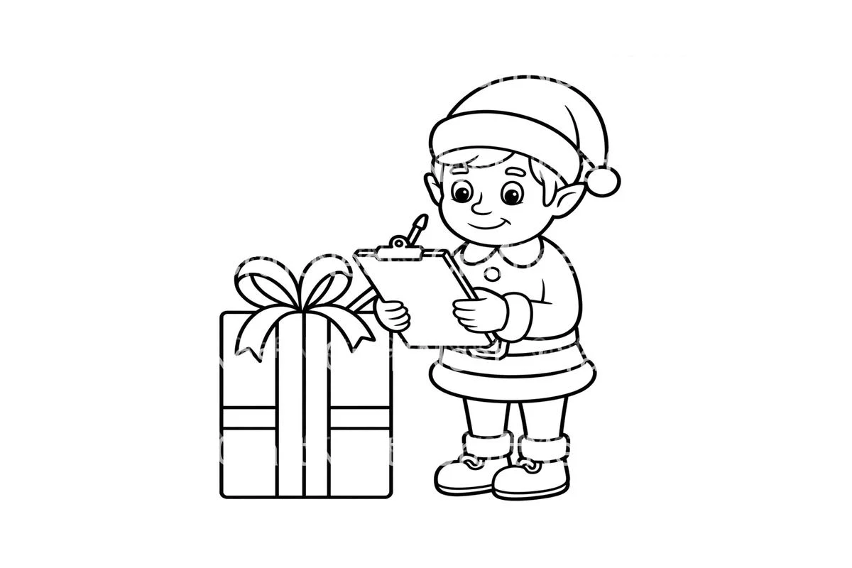Christmas Elf With Gift Coloring Books - Image 4