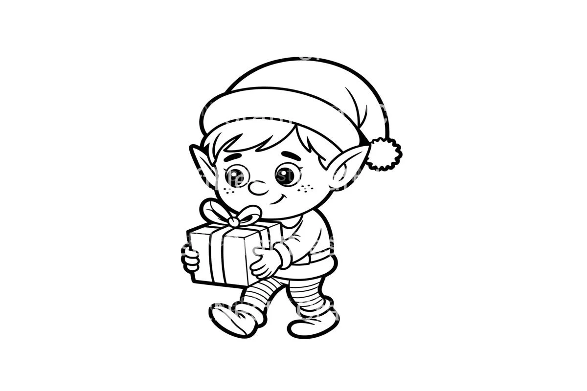 Christmas Elf With Gift Coloring Books - Image 2