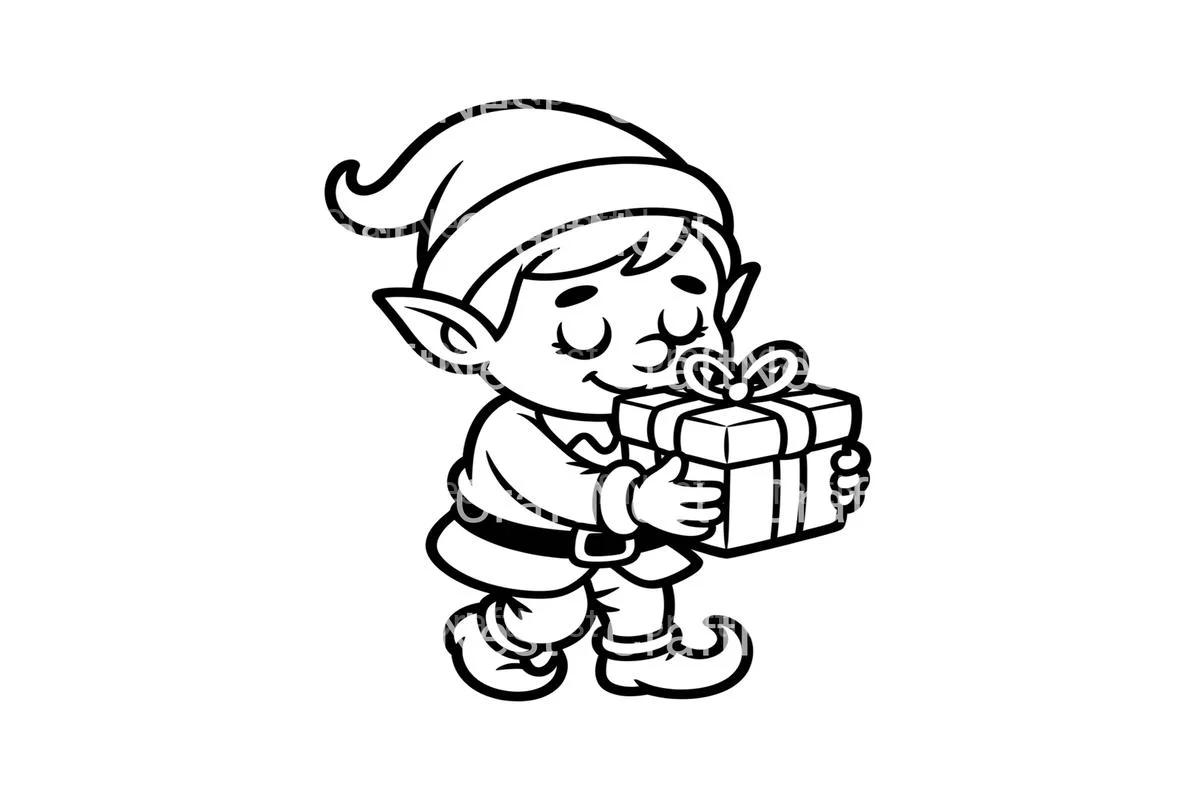 Christmas Elf With Gift Coloring Books - Image 3
