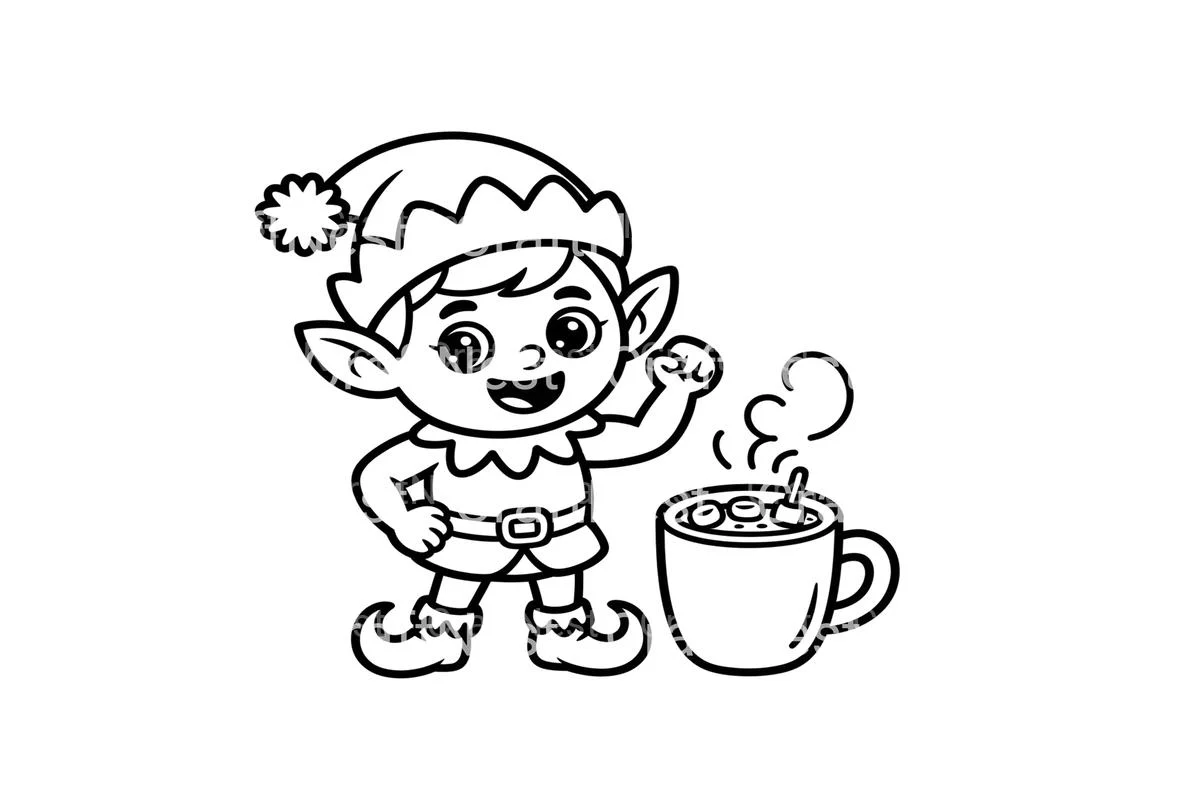 Christmas Elf with Hot Cocoa Coloring Books - Image 2