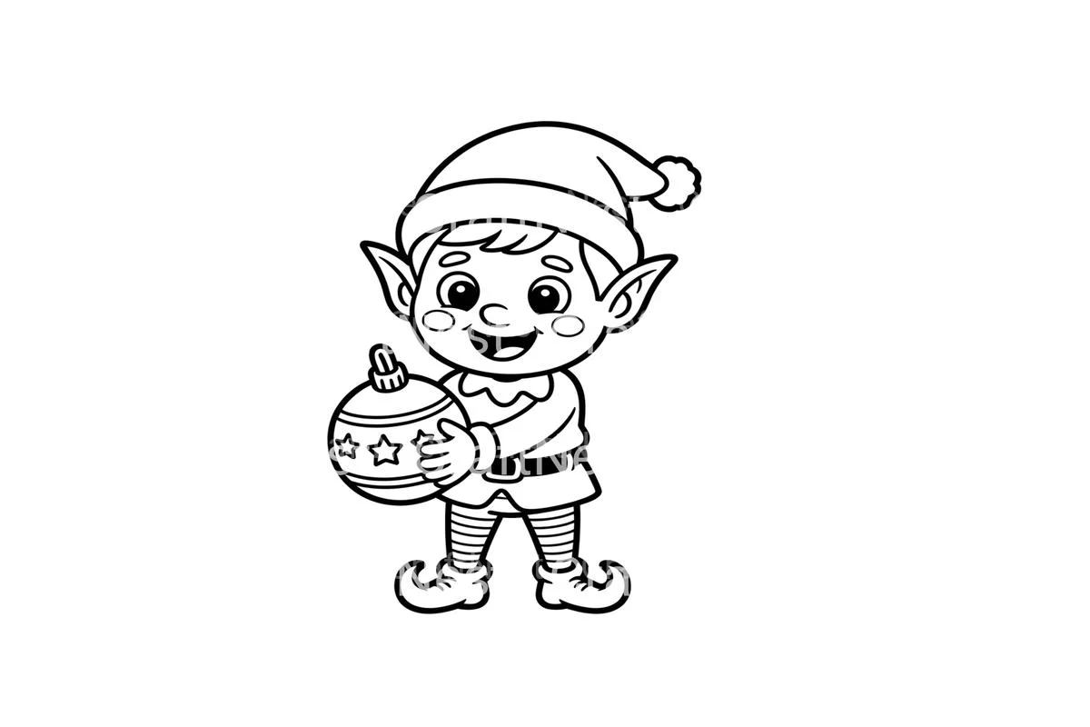 Christmas Elf with Ornaments Coloring Books - Image 2