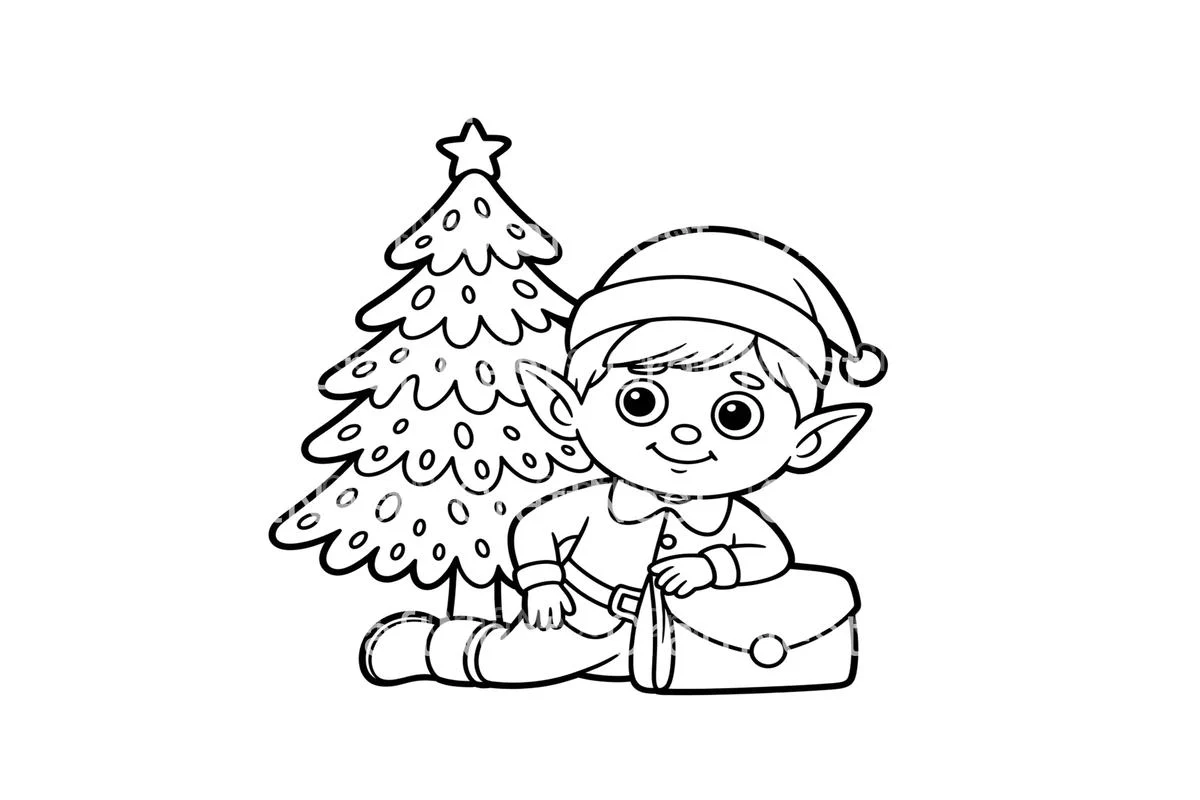 Christmas Elf with Tree Coloring Books - Image 2