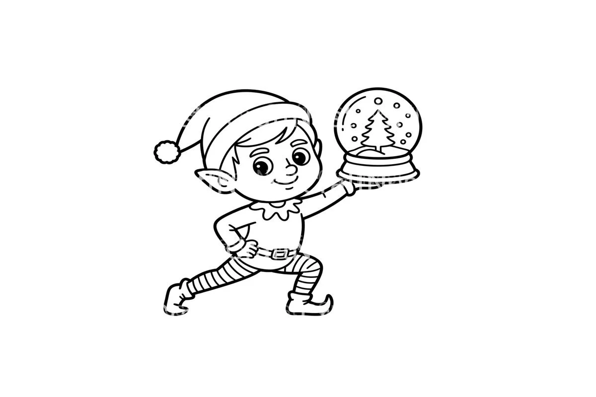 Christmas Elf Yoga Snow Globe Coloring Books - Image 2