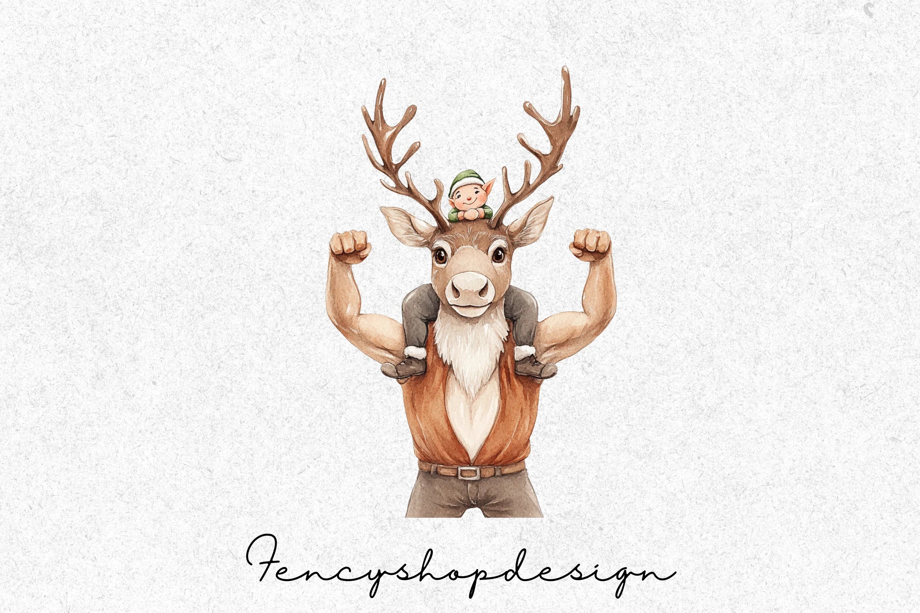 Christmas Elves and Reindeer Clipart Bundle - Image 3