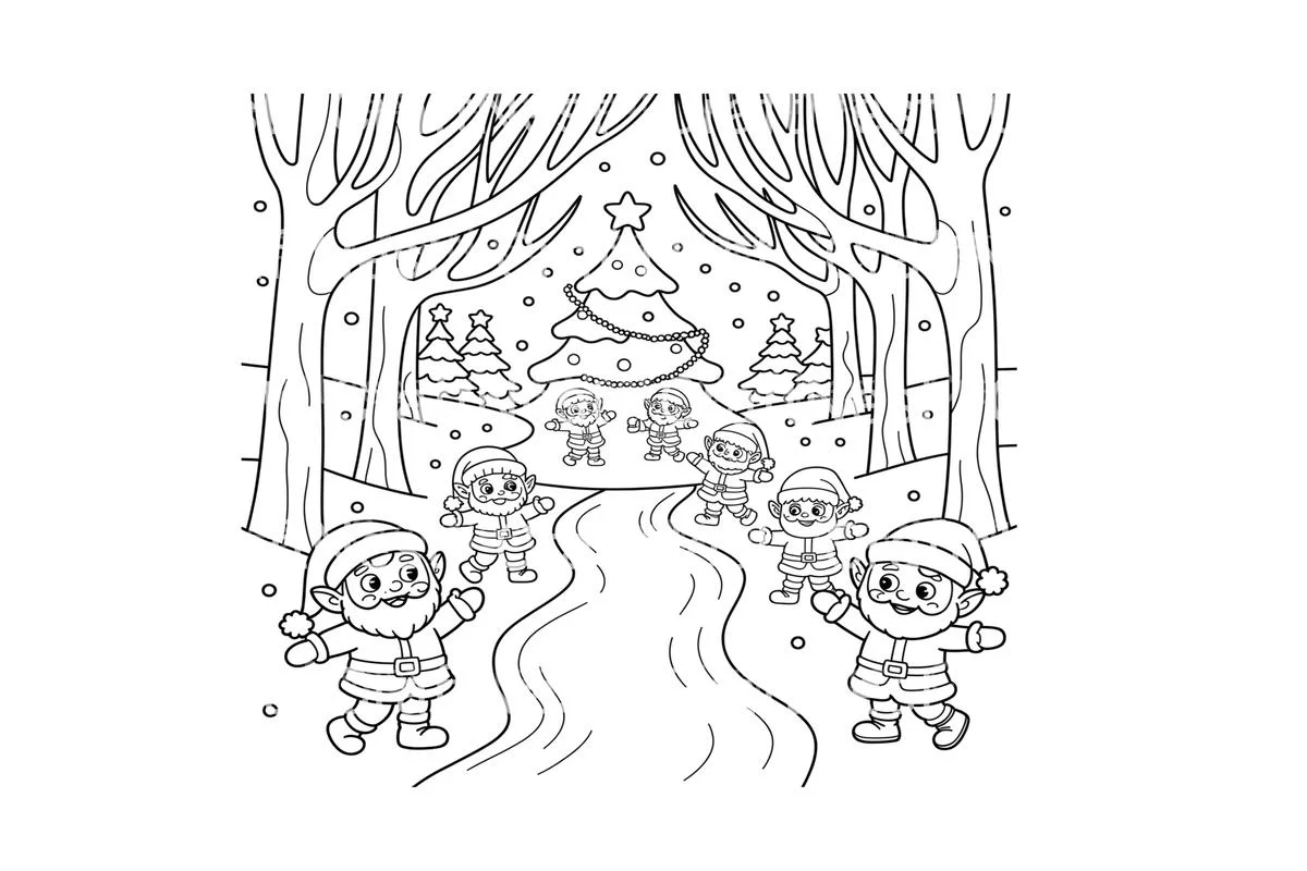 Christmas Elves and Santa Coloring Books - Image 2
