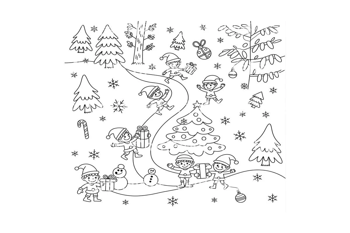 Christmas Elves and Santa Coloring Books - Image 3