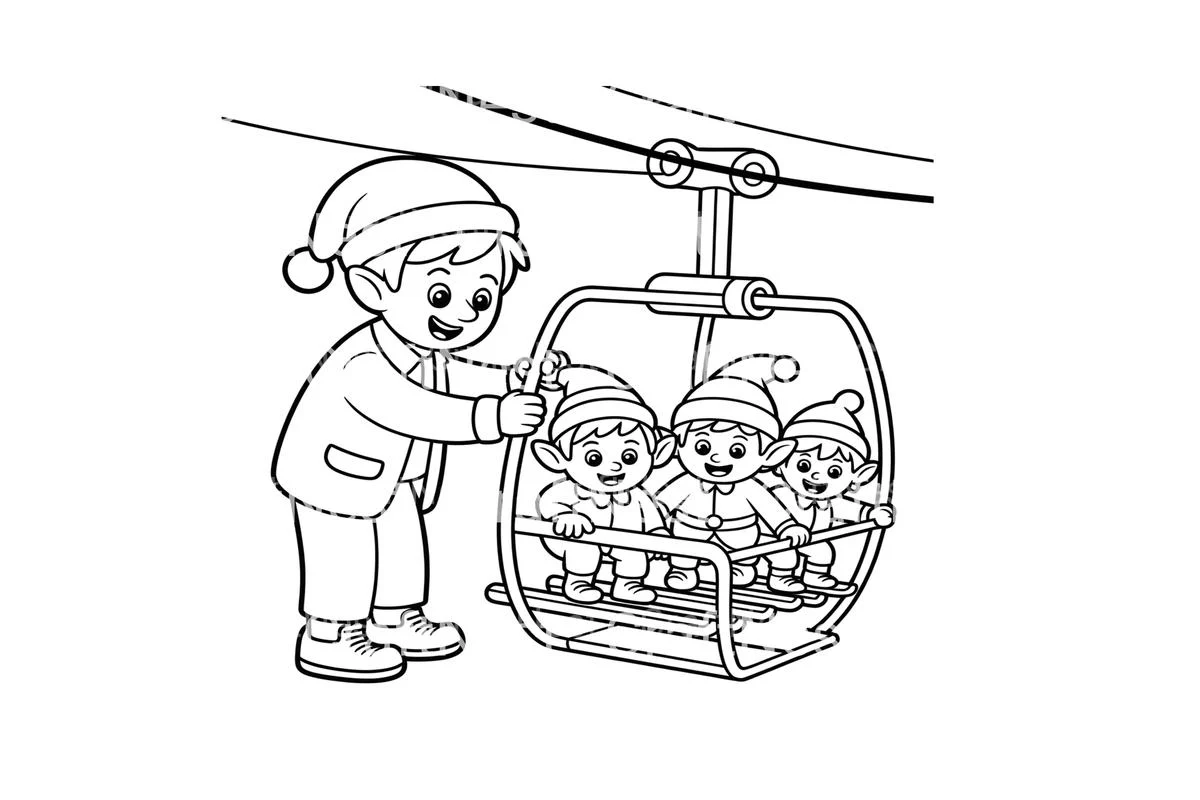 Christmas Elves Ski Lift Coloring Books - Image 2