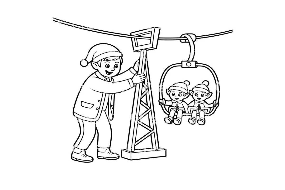 Christmas Elves Ski Lift Coloring Books - Image 3