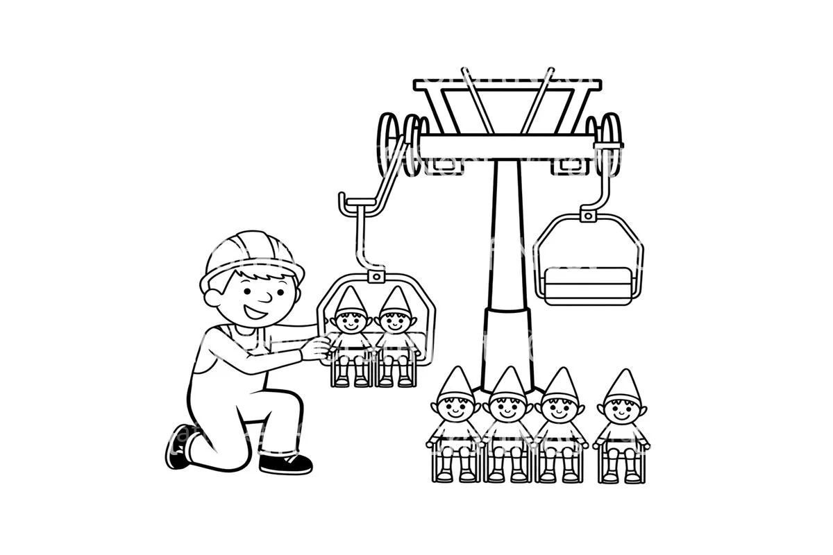 Christmas Elves Ski Lift Coloring Books - Image 4