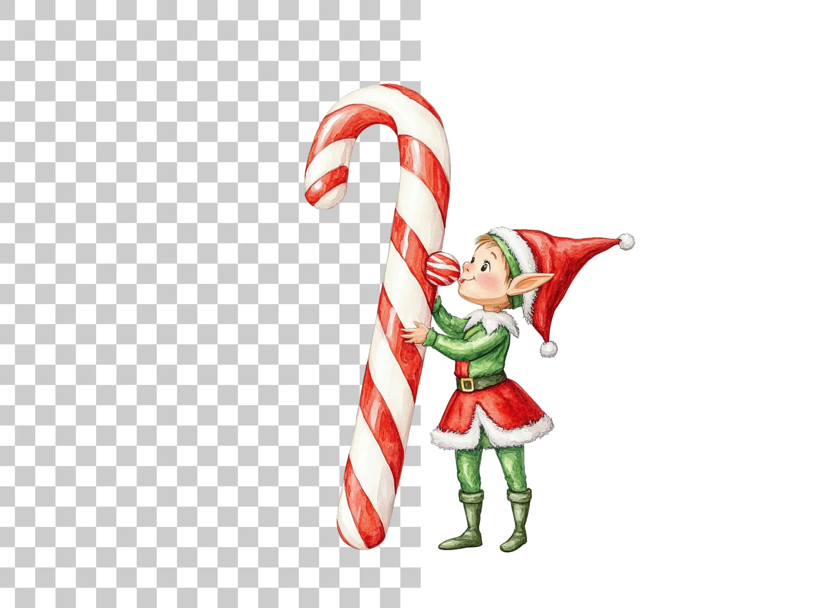 Christmas Elves with Candy Canes Clipart Bundle - Image 2