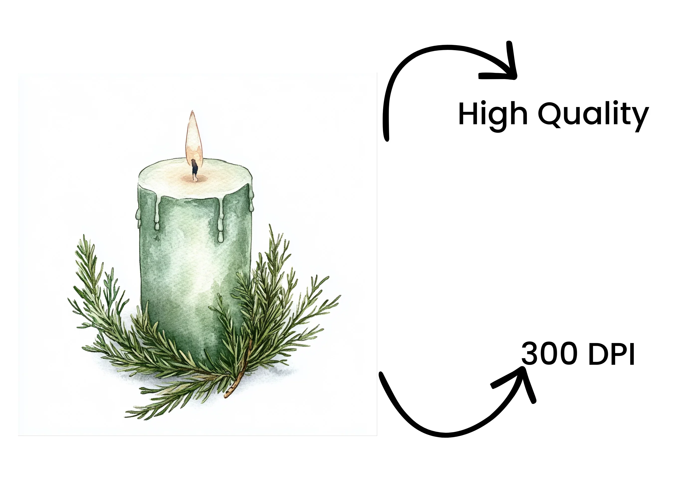 Christmas Evergreen Candle Clipart Bundle - Image 4