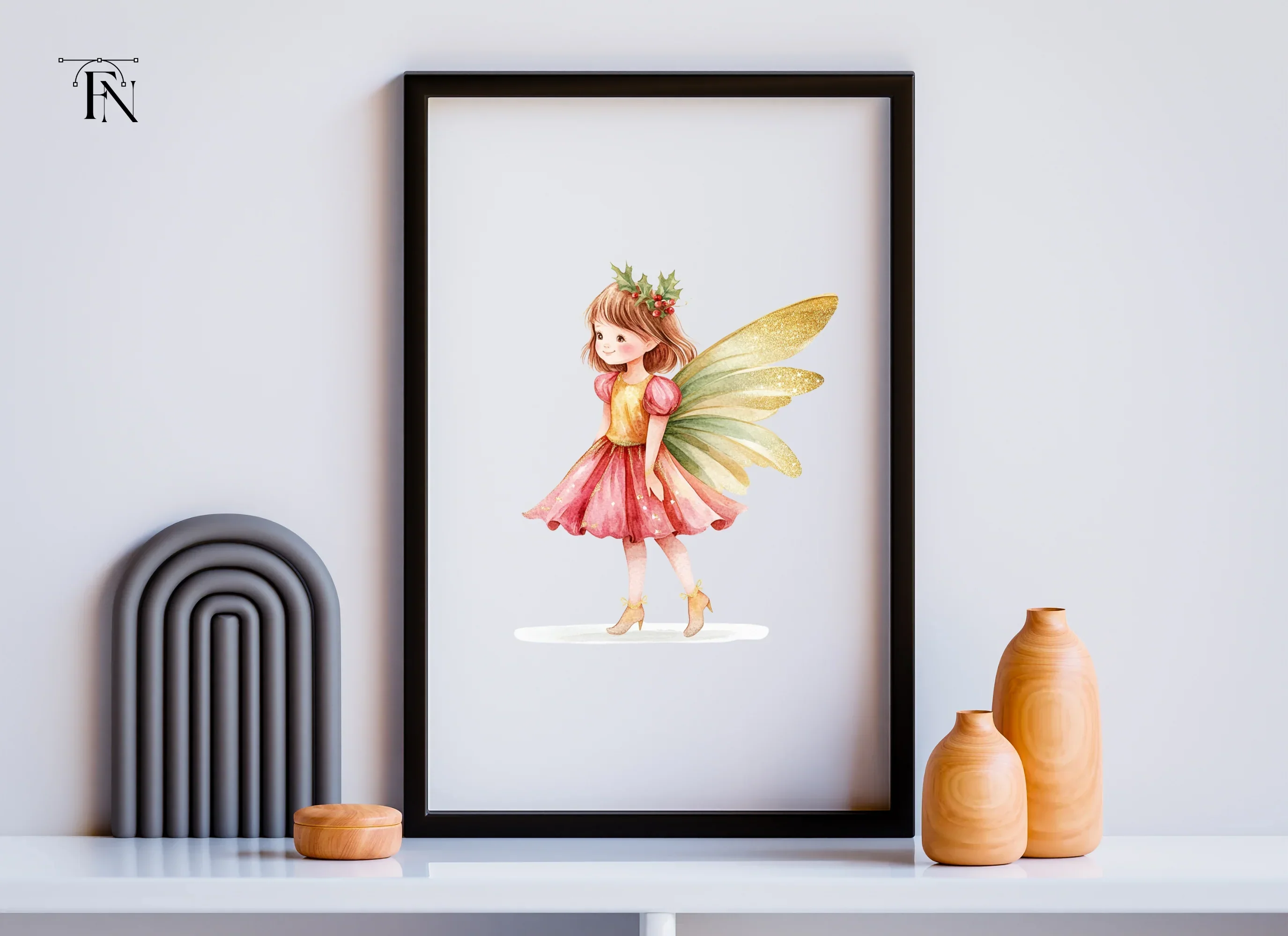 Christmas Fairy with Holly Clipart Bundle - Image 6