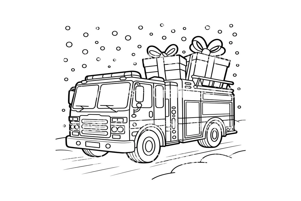 Christmas Fire Truck Coloring Books - Image 3