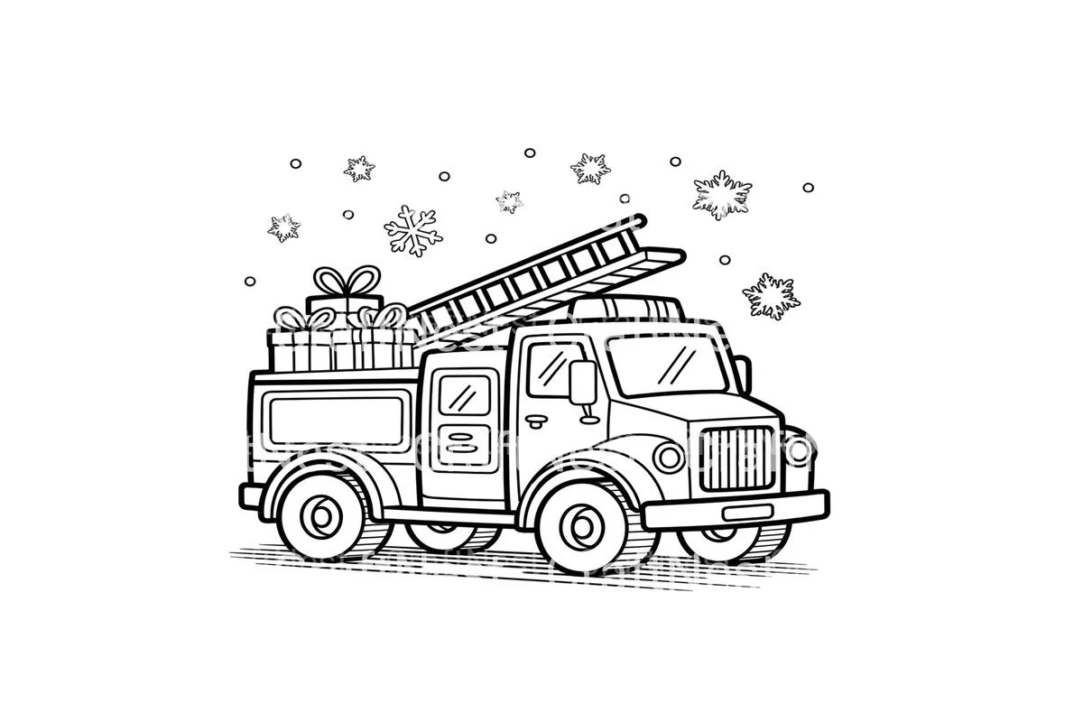 Christmas Fire Truck Coloring Books - Image 4