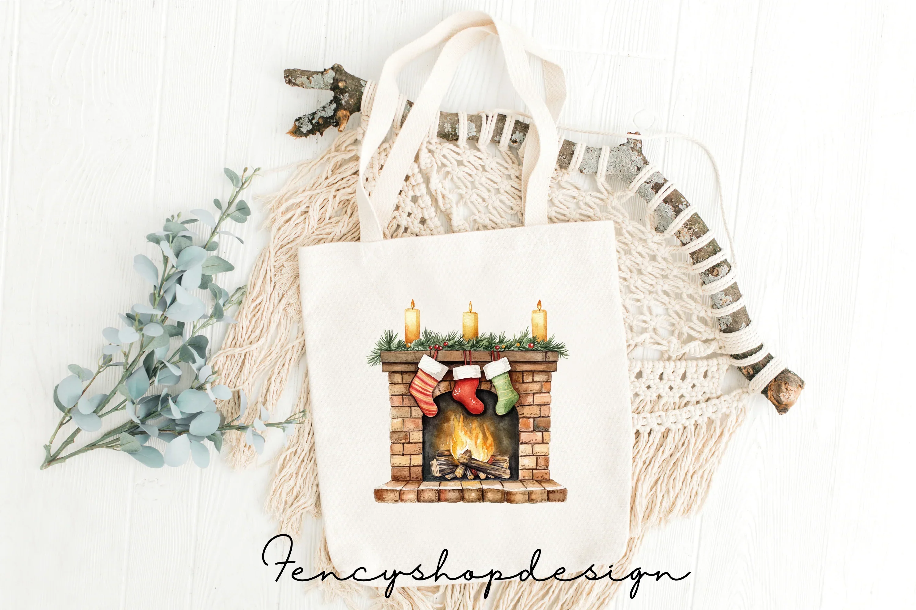 Christmas Fireplace Clipart Bundle - Image 8
