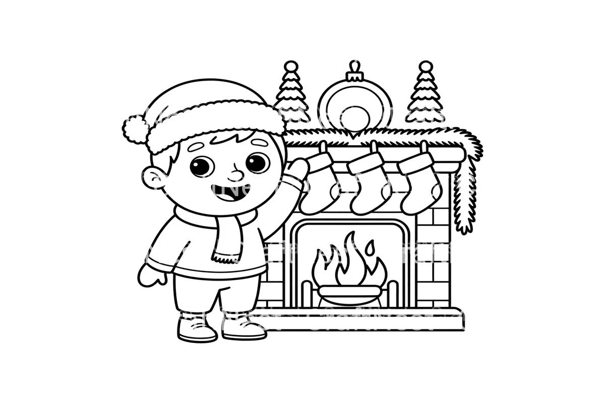 Christmas Fireplace Fun Coloring Books - Image 3