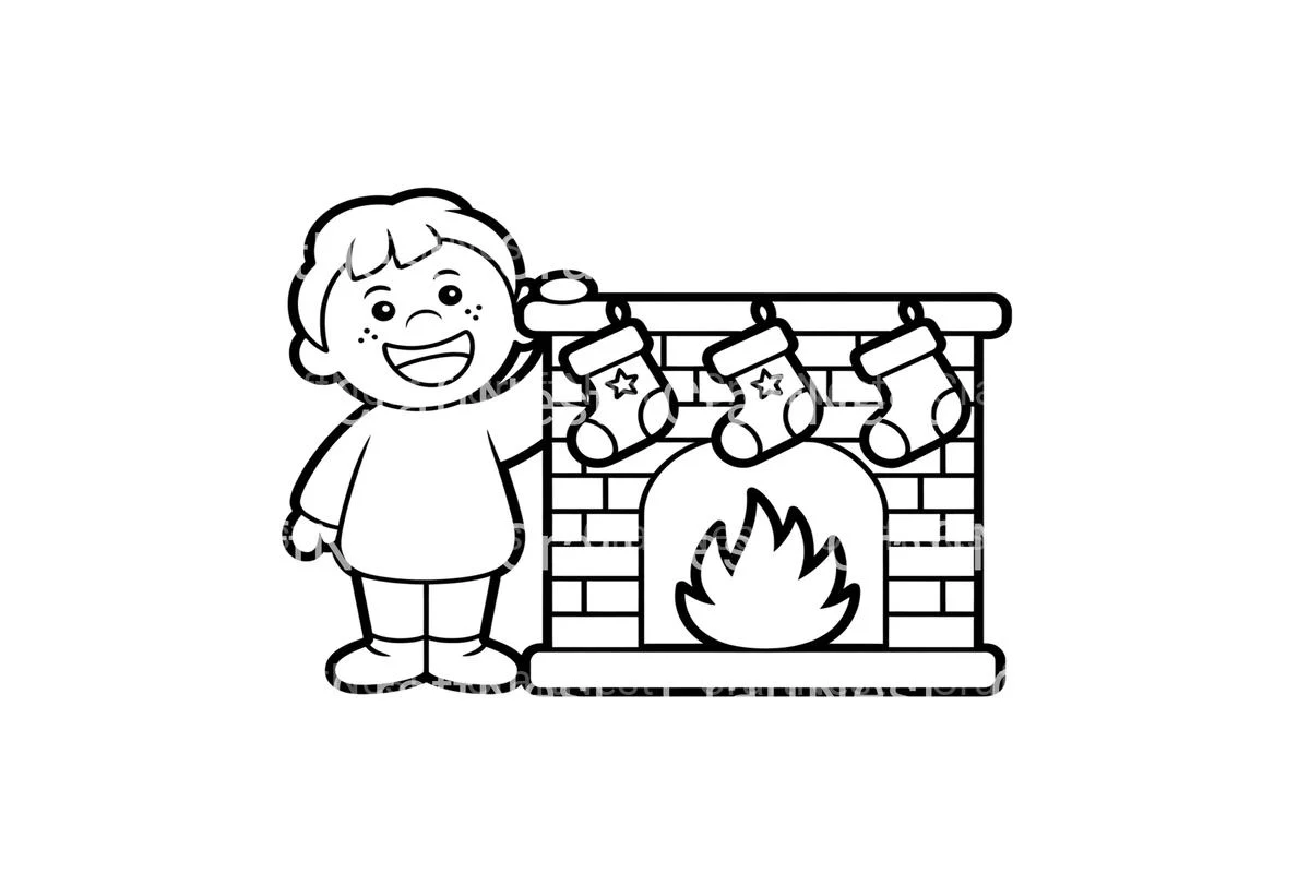 Christmas Fireplace Fun Coloring Books - Image 4