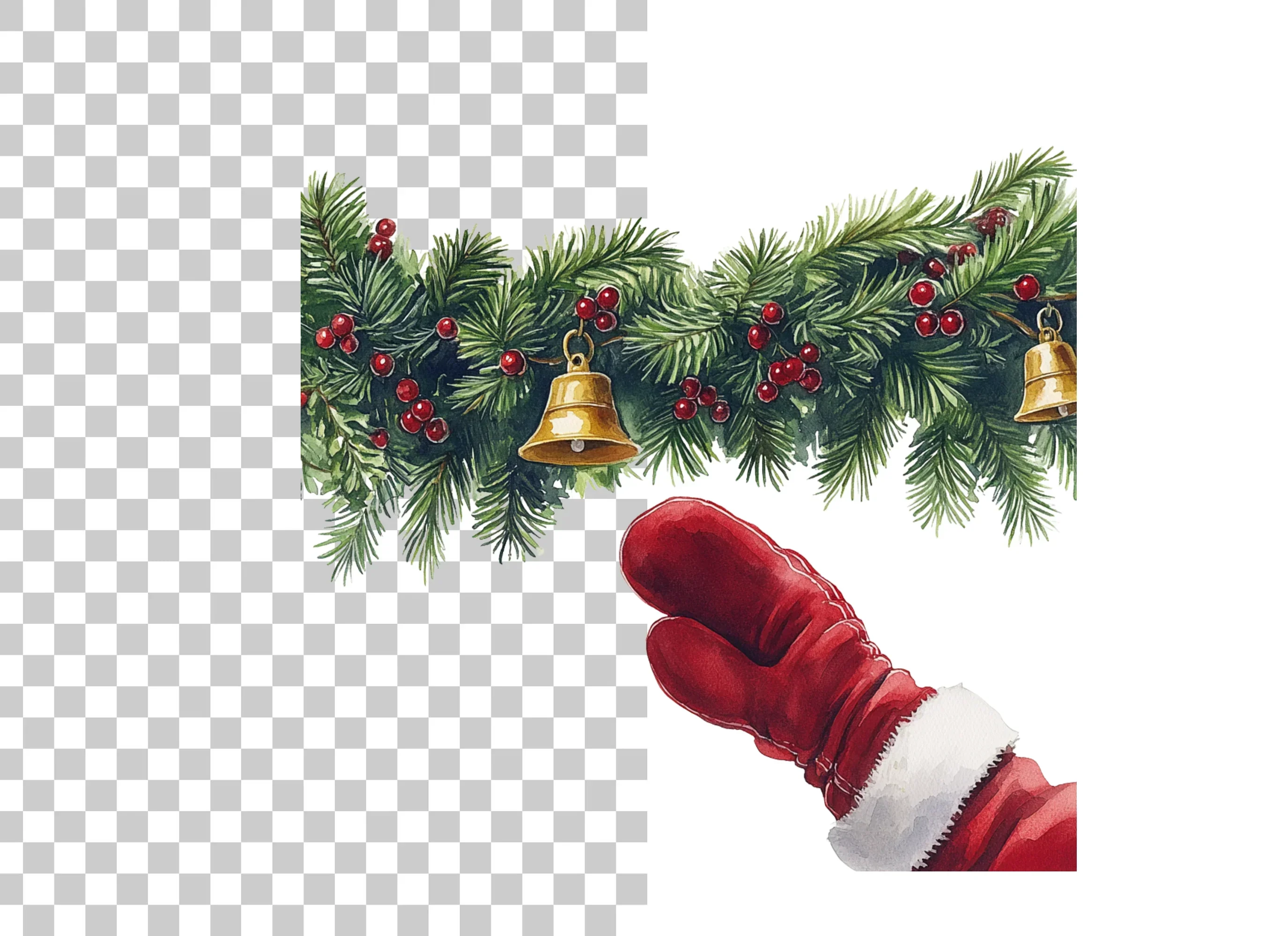 Christmas Garland Santa Hands Clipart Bundle - Image 2