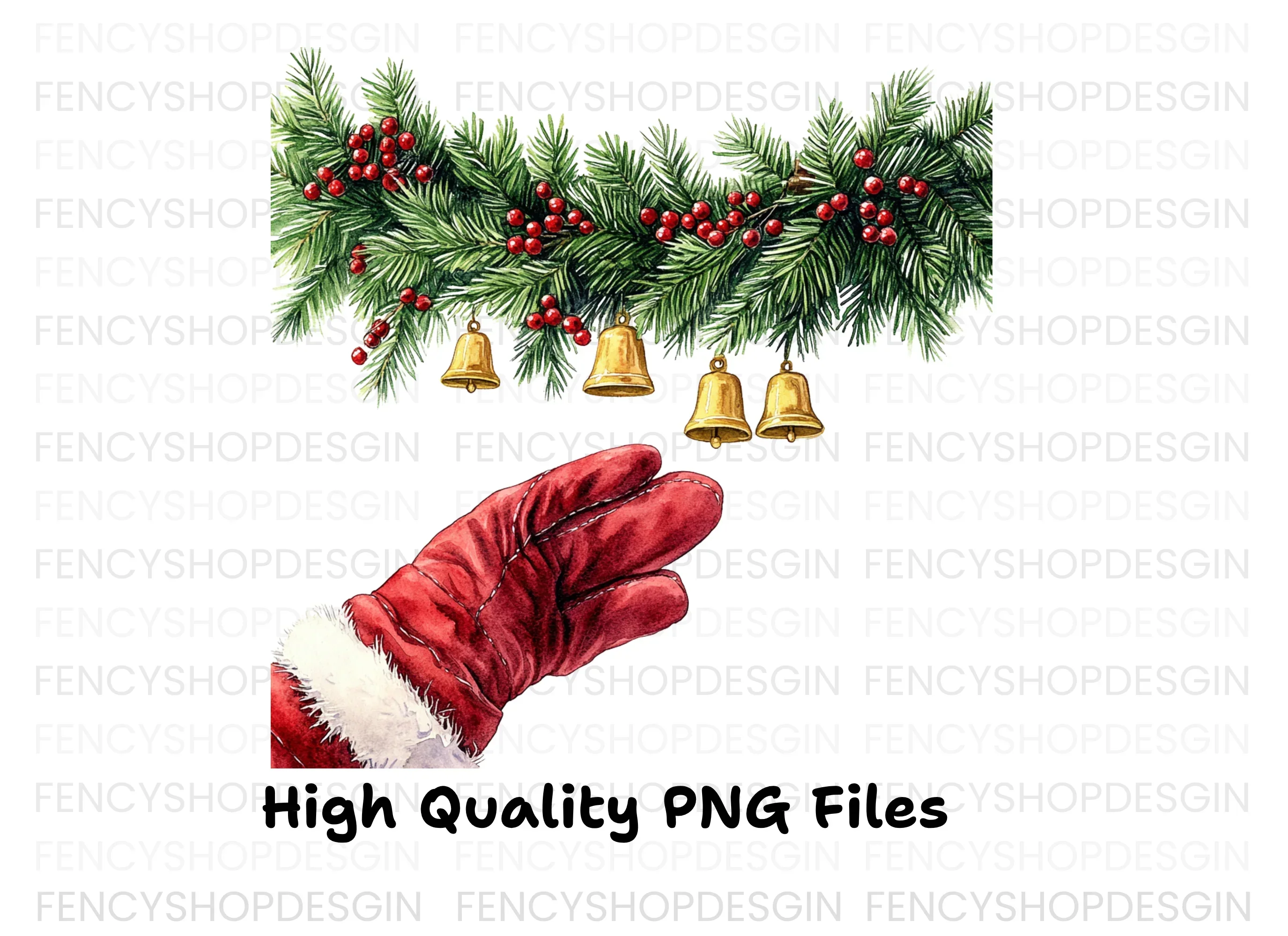 Christmas Garland Santa Hands Clipart Bundle - Image 3