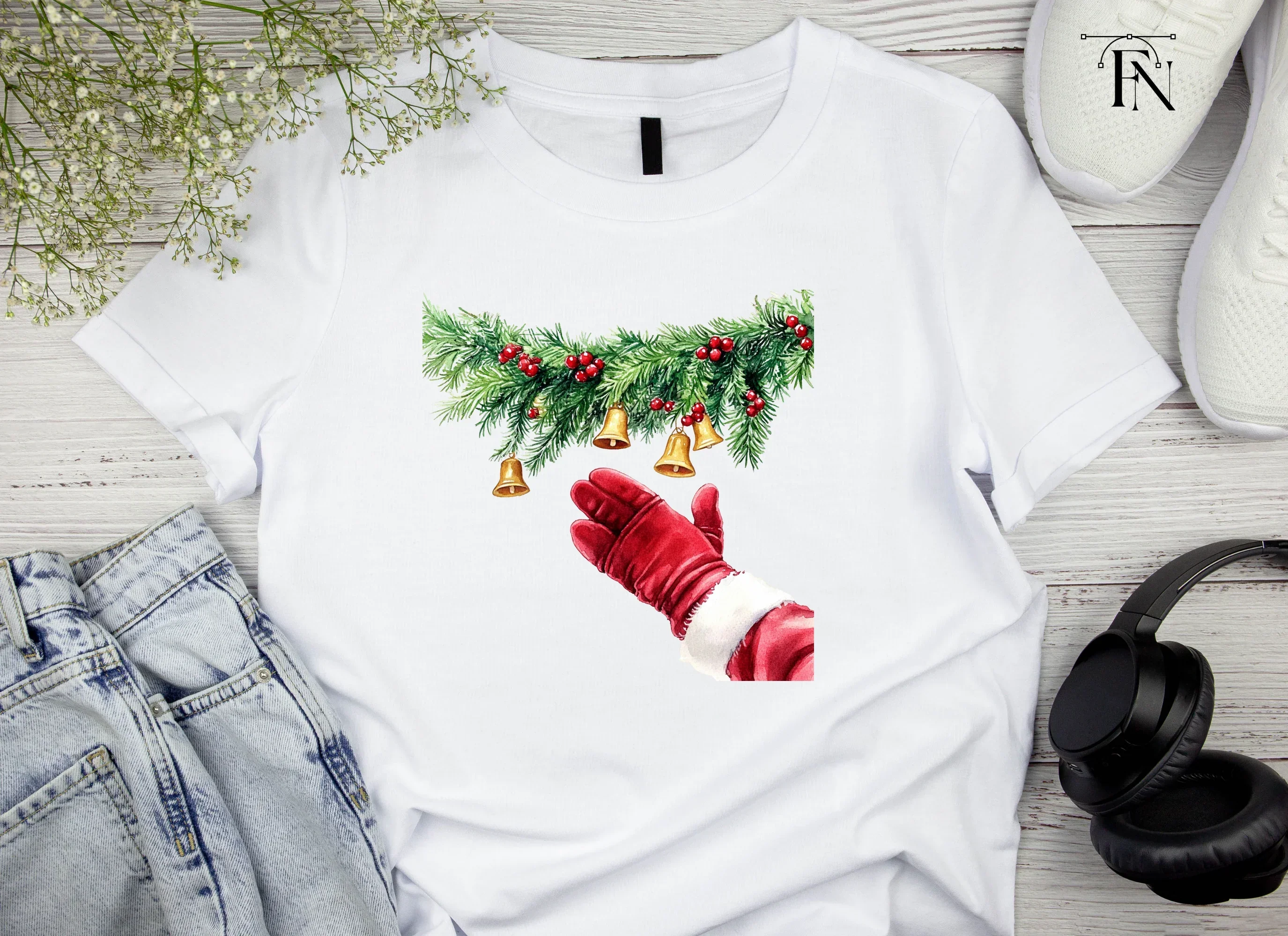 Christmas Garland Santa Hands Clipart Bundle - Image 4