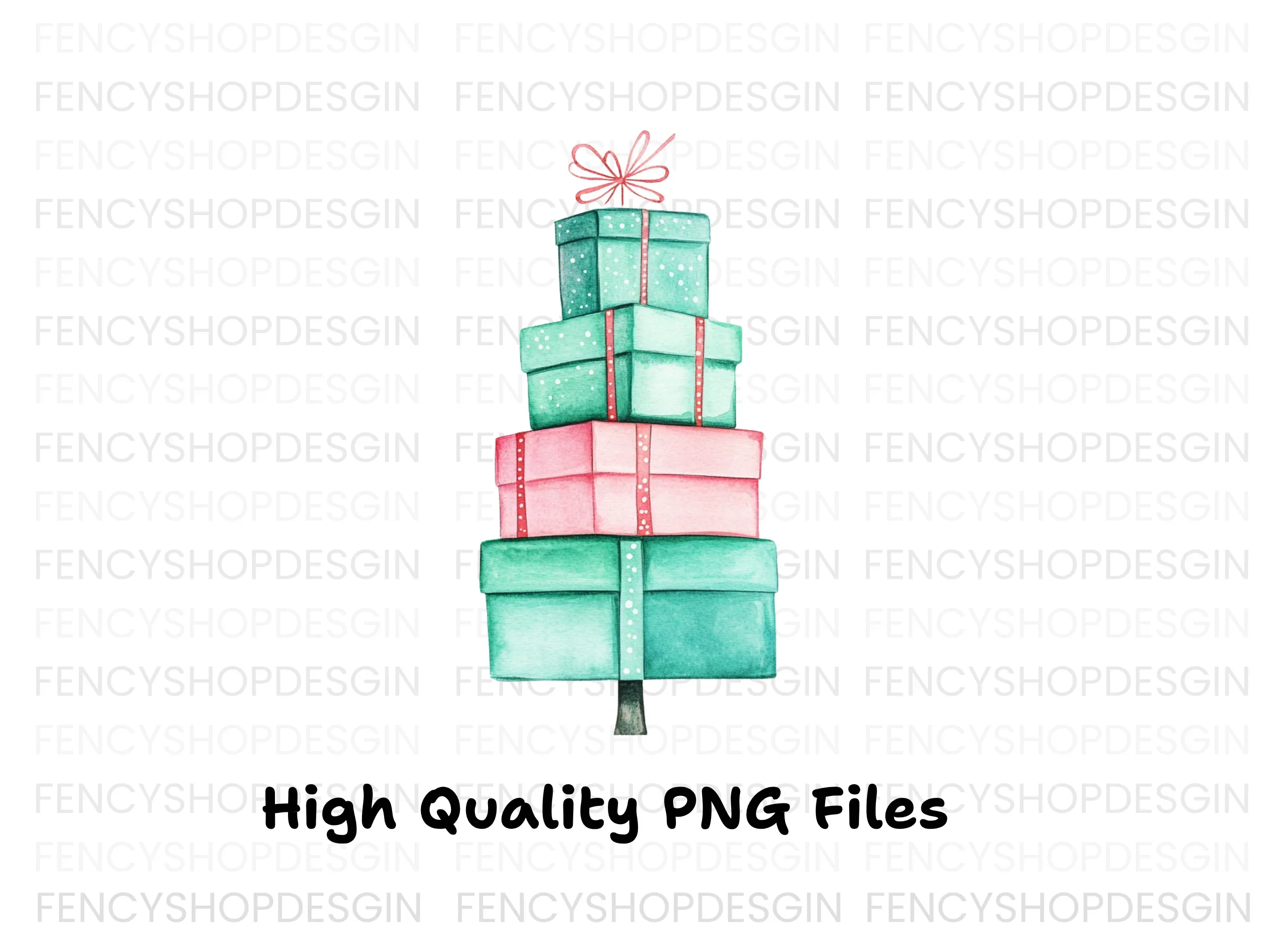 Christmas Gift Box Stacks Clipart Bundle - Image 3