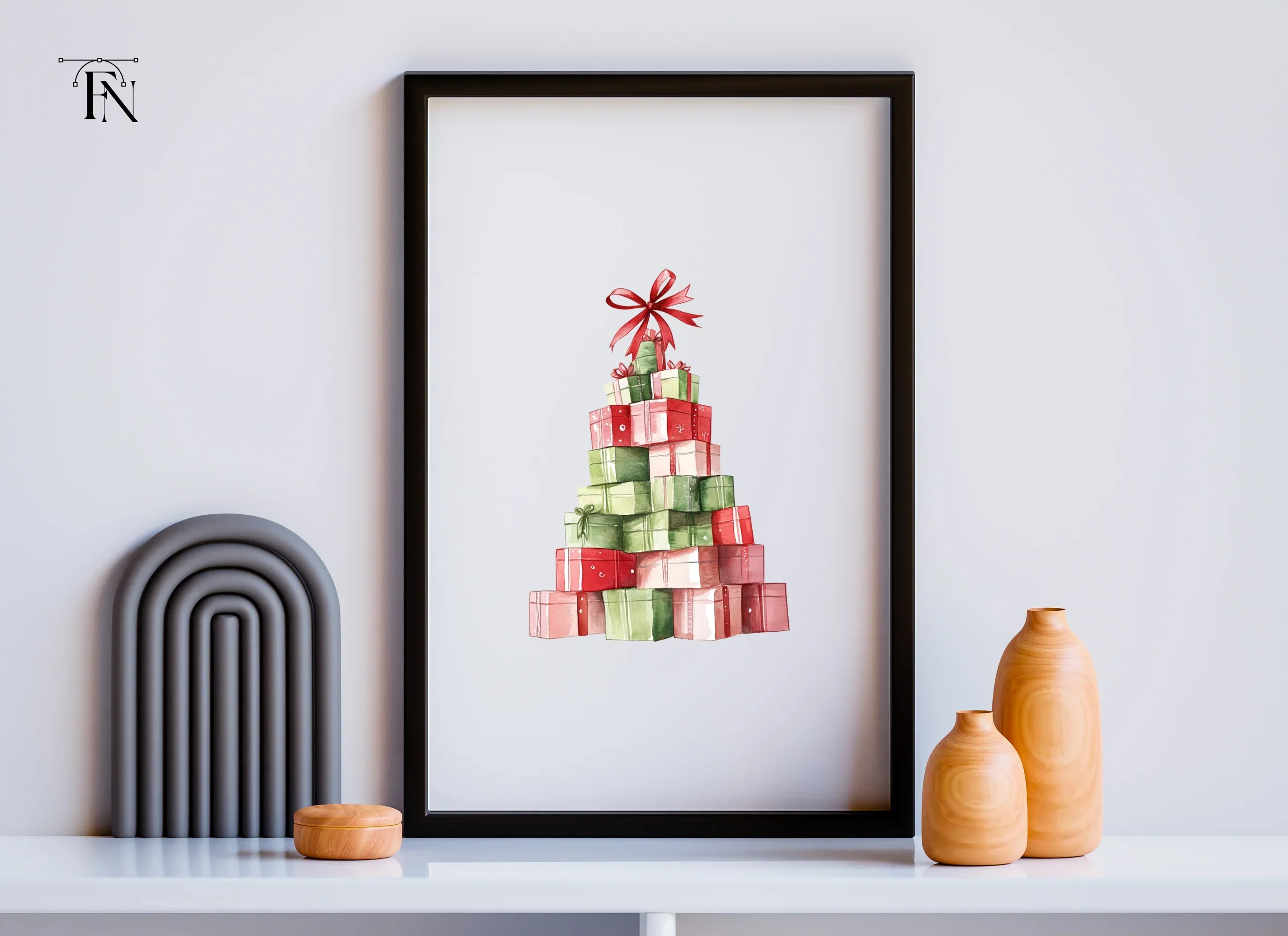 Christmas Gift Box Trees Clipart Bundle - Image 6