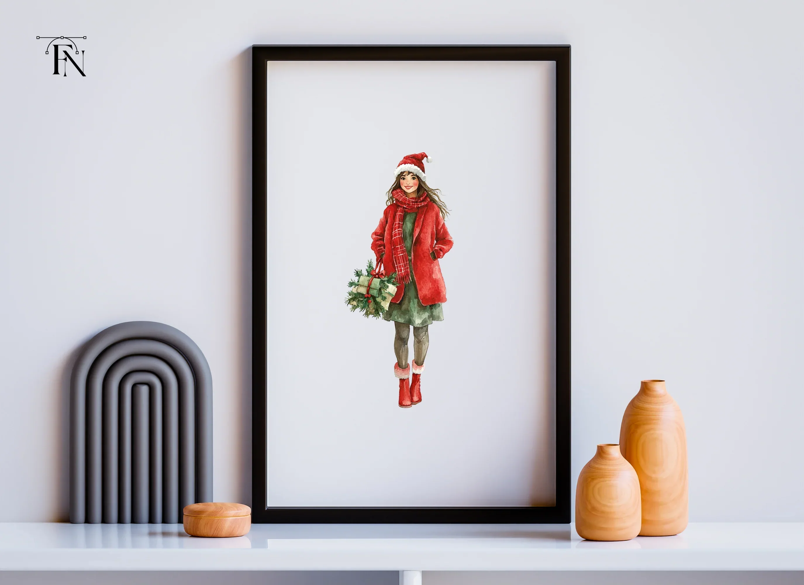 Christmas Gifts Clipart Bundle Featuring Woman - Image 3