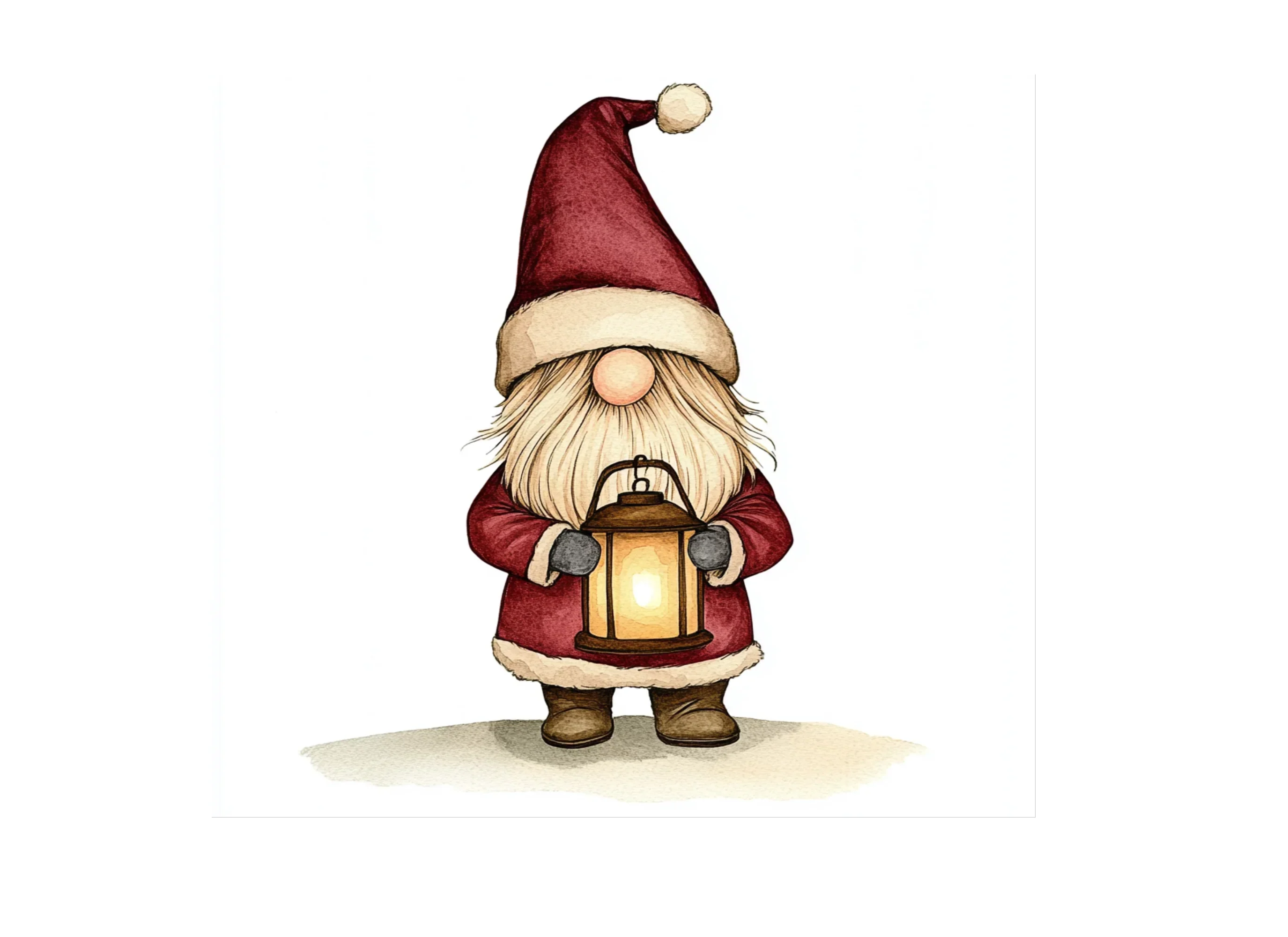 Christmas Gnome with Lanterns Clipart Bundle - Image 2