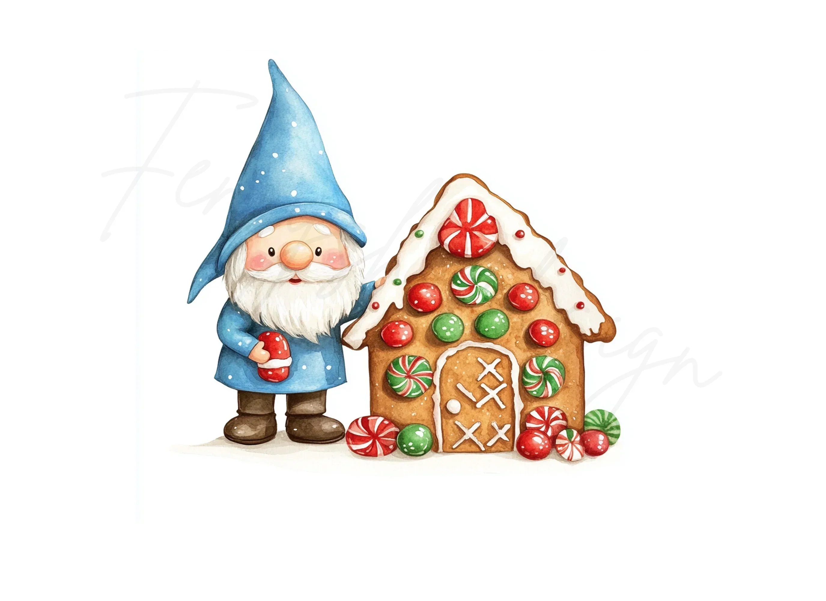 Christmas Gnomes Gingerbread Houses Clipart Bundle - Image 2