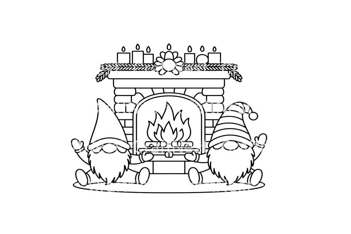Christmas Gnomes Yoga by Fireplace Coloring Books - Image 2