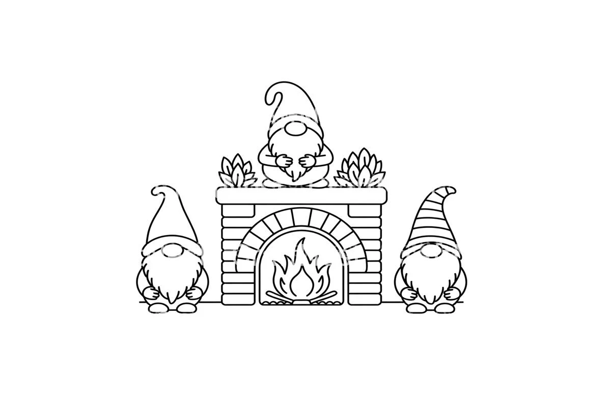 Christmas Gnomes Yoga by Fireplace Coloring Books - Image 4