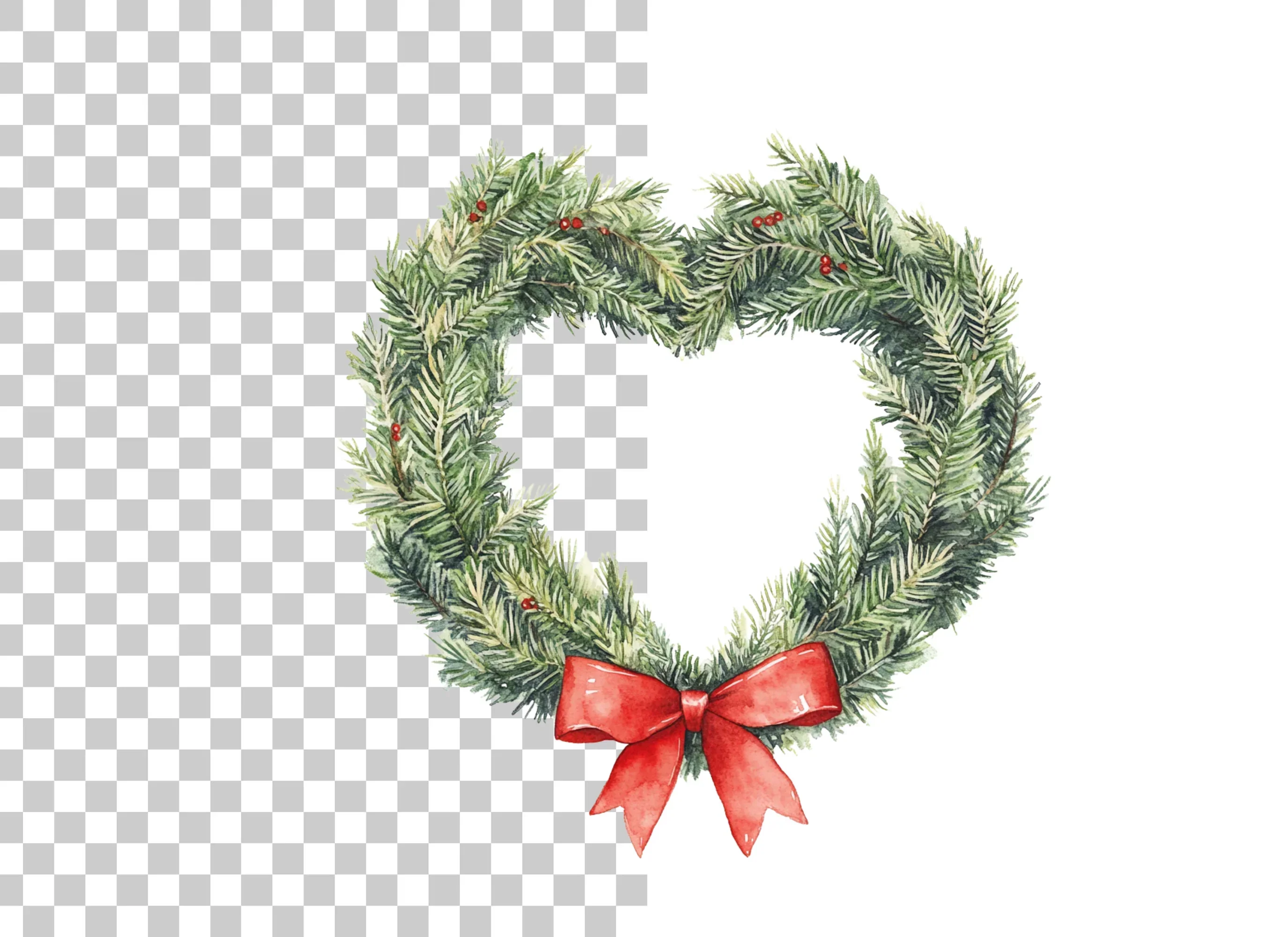 Christmas Heart Wreaths Clipart Bundle - Image 2