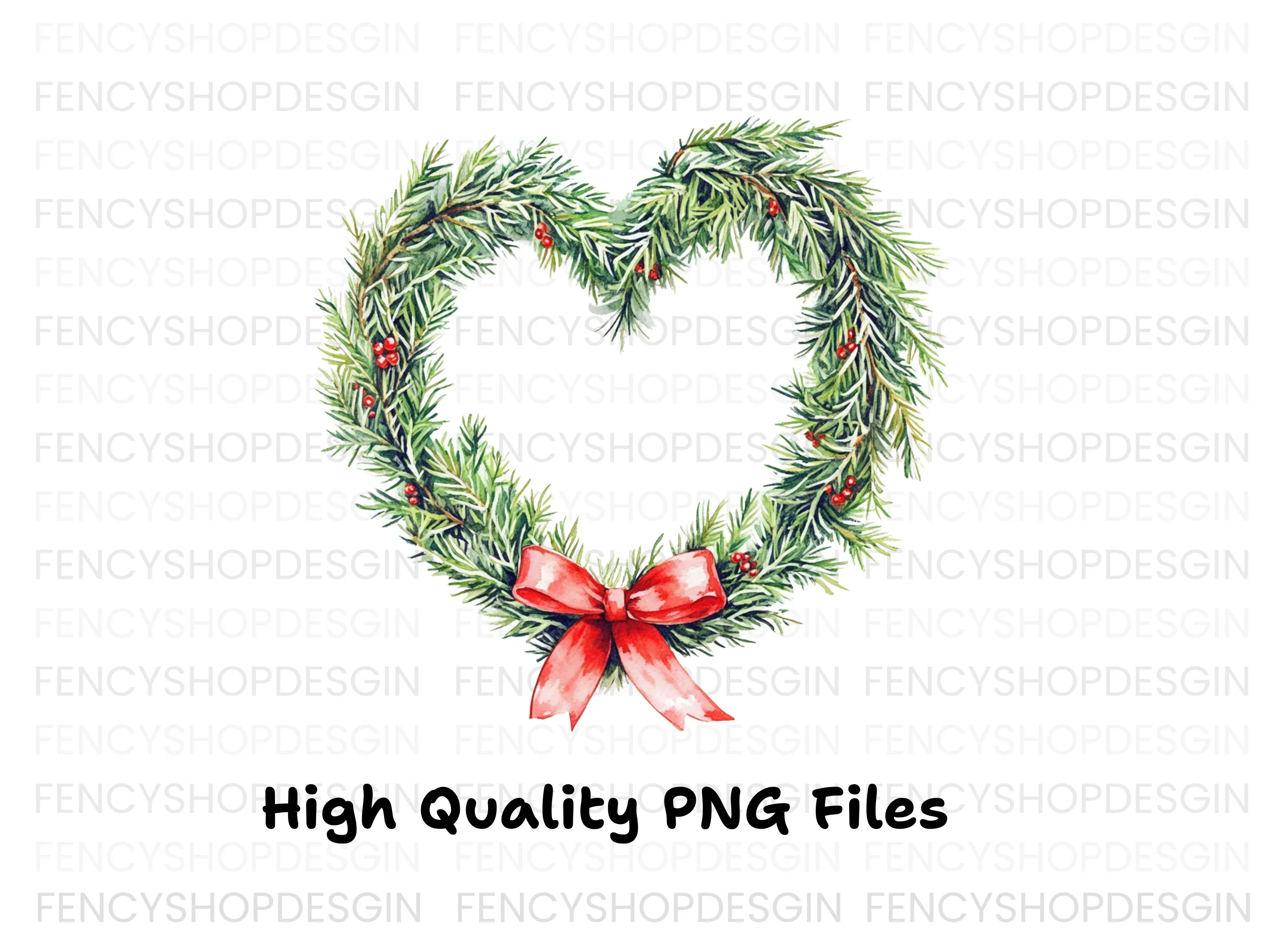 Christmas Heart Wreaths Clipart Bundle - Image 3