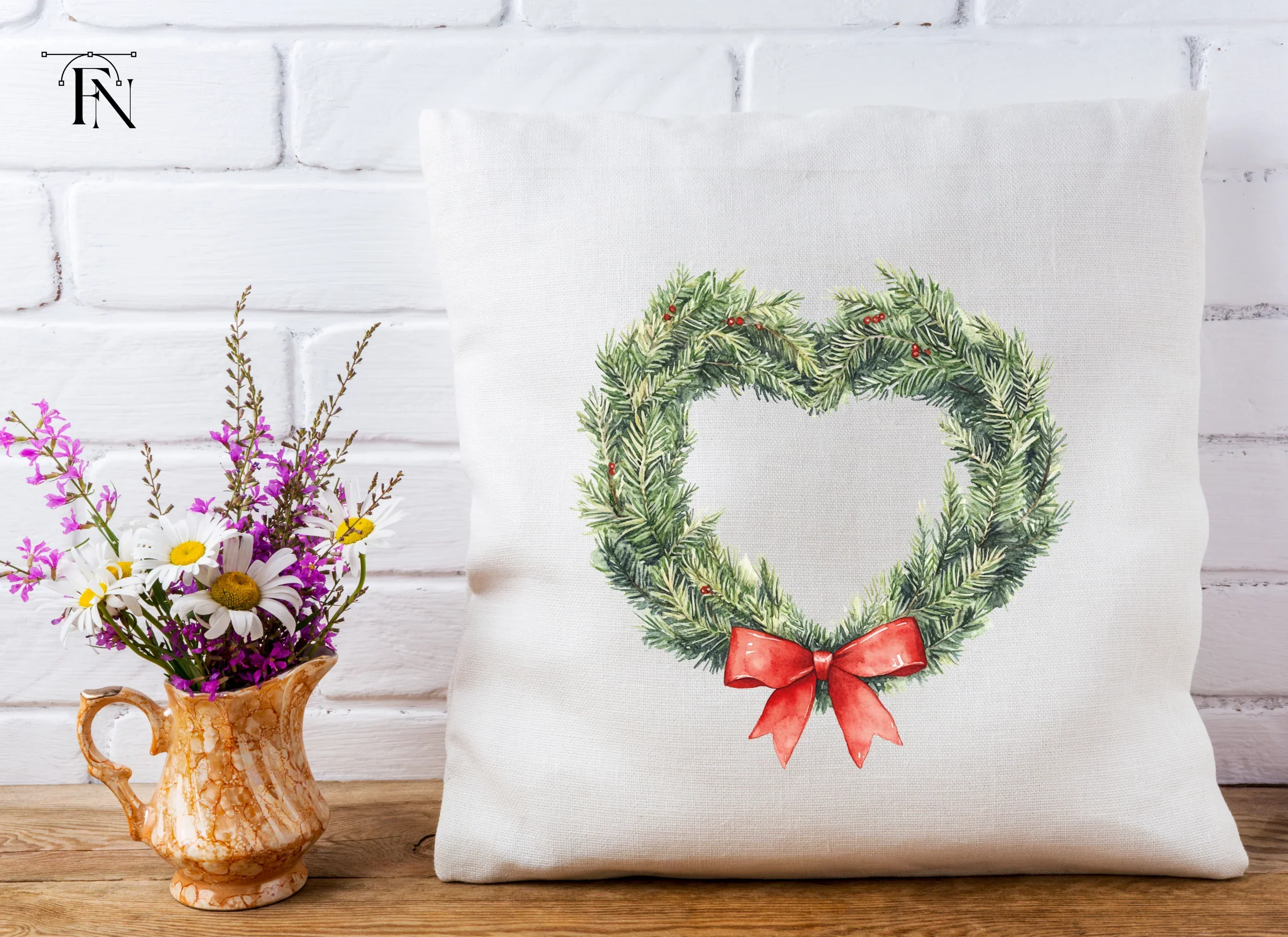 Christmas Heart Wreaths Clipart Bundle - Image 5