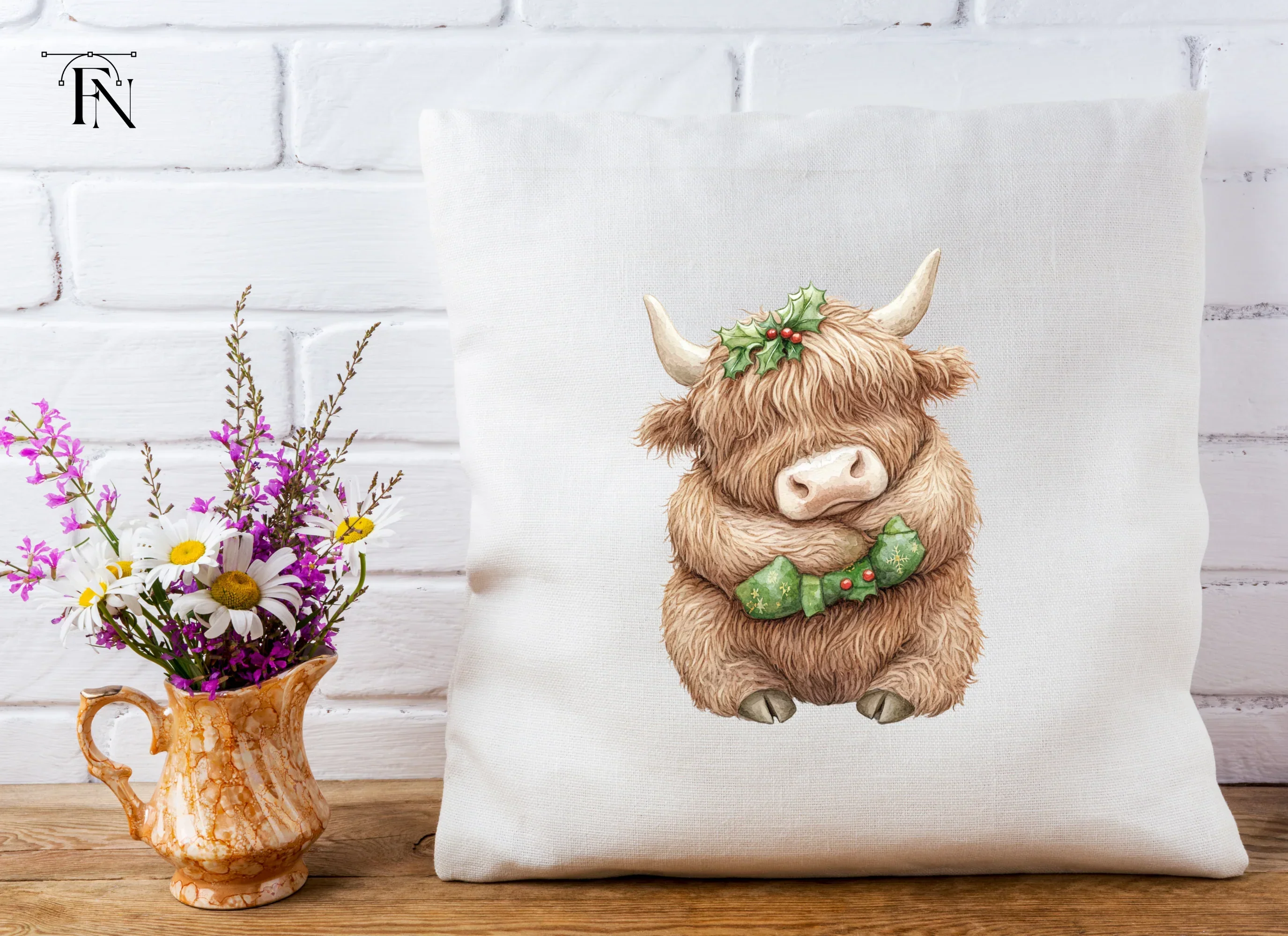 Christmas Highland Cow Clipart Bundle - Image 5